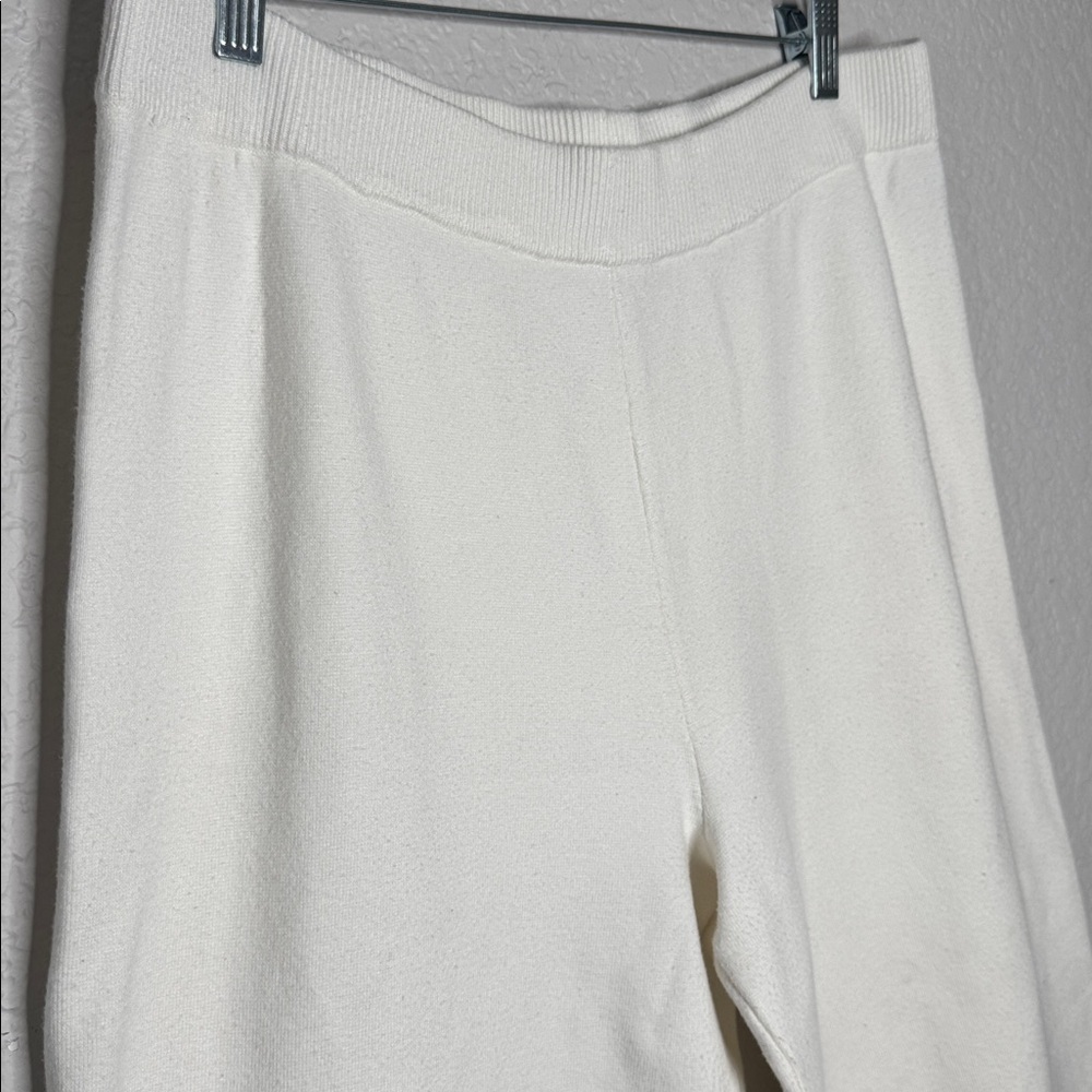 Martha Stewart Cream Wide Leg Stretch Heavy Knit Lounge Pants XL Chic High Waist - Picture 3 of 7